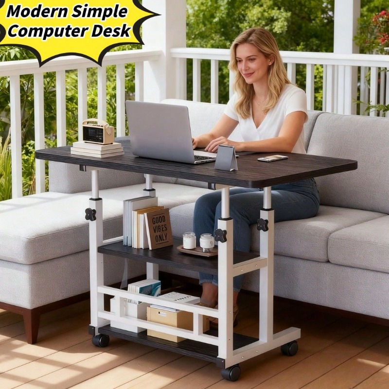 Office Furniture For Small Spaces - (Office Computer Desk)Adjustable Height Rolling Table