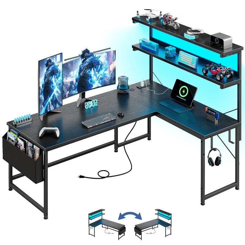 Office Furniture For Small Spaces - Black L Shaped Computer Desk With