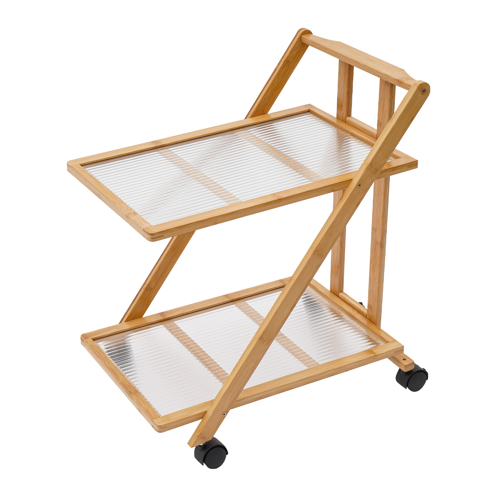 2 Tier Rolling Cart Bamboo Fol - огляд і ціна Book Cart Rolling