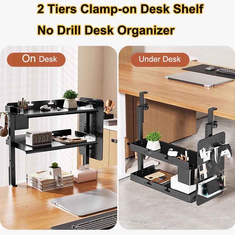 Clamp-on 14 inch Above Below D - огляд і ціна Gaming Desk With Hutch
