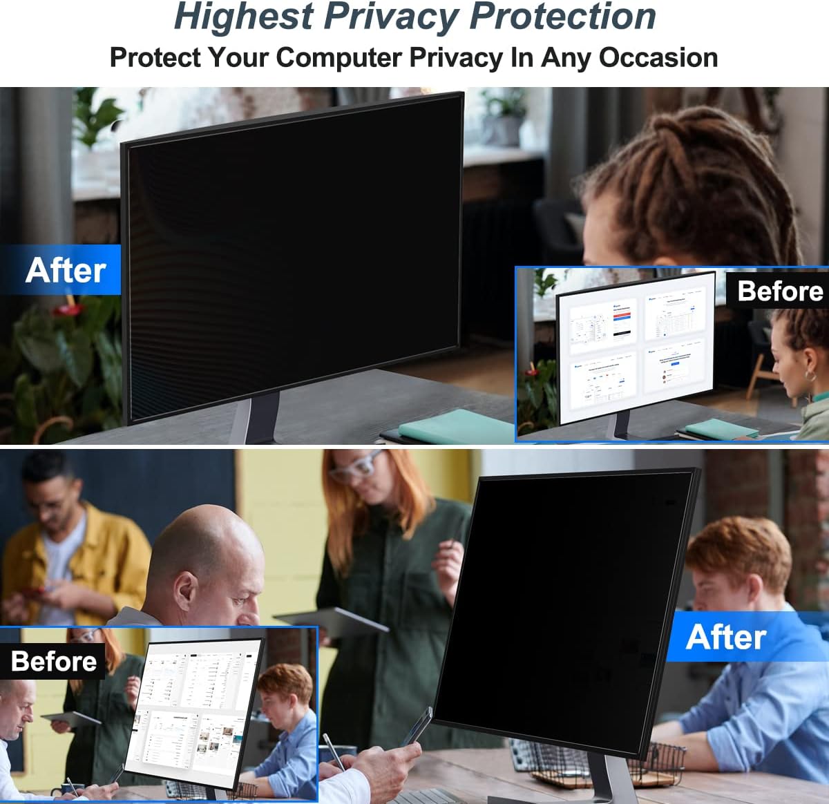 2 Pack 24 Inch Computer Privac - огляд і ціна Monitor Privacy Filter