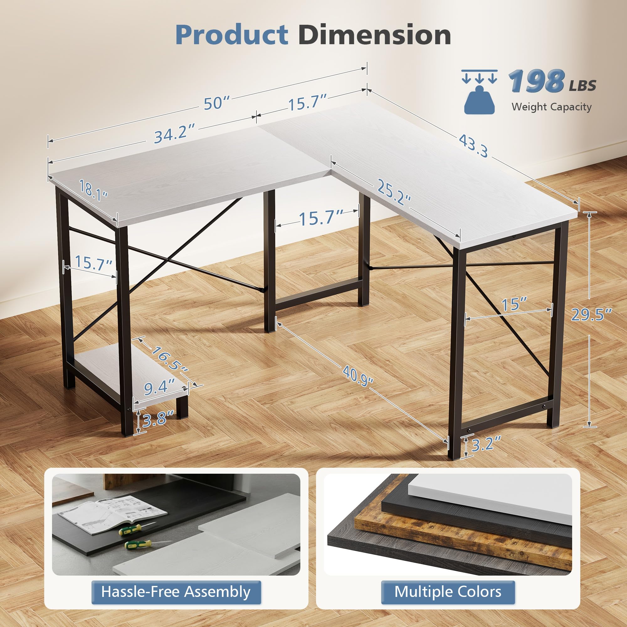 JHK 50 Inch L Shaped Desk Comp - огляд і ціна Office Furniture For Small Spaces