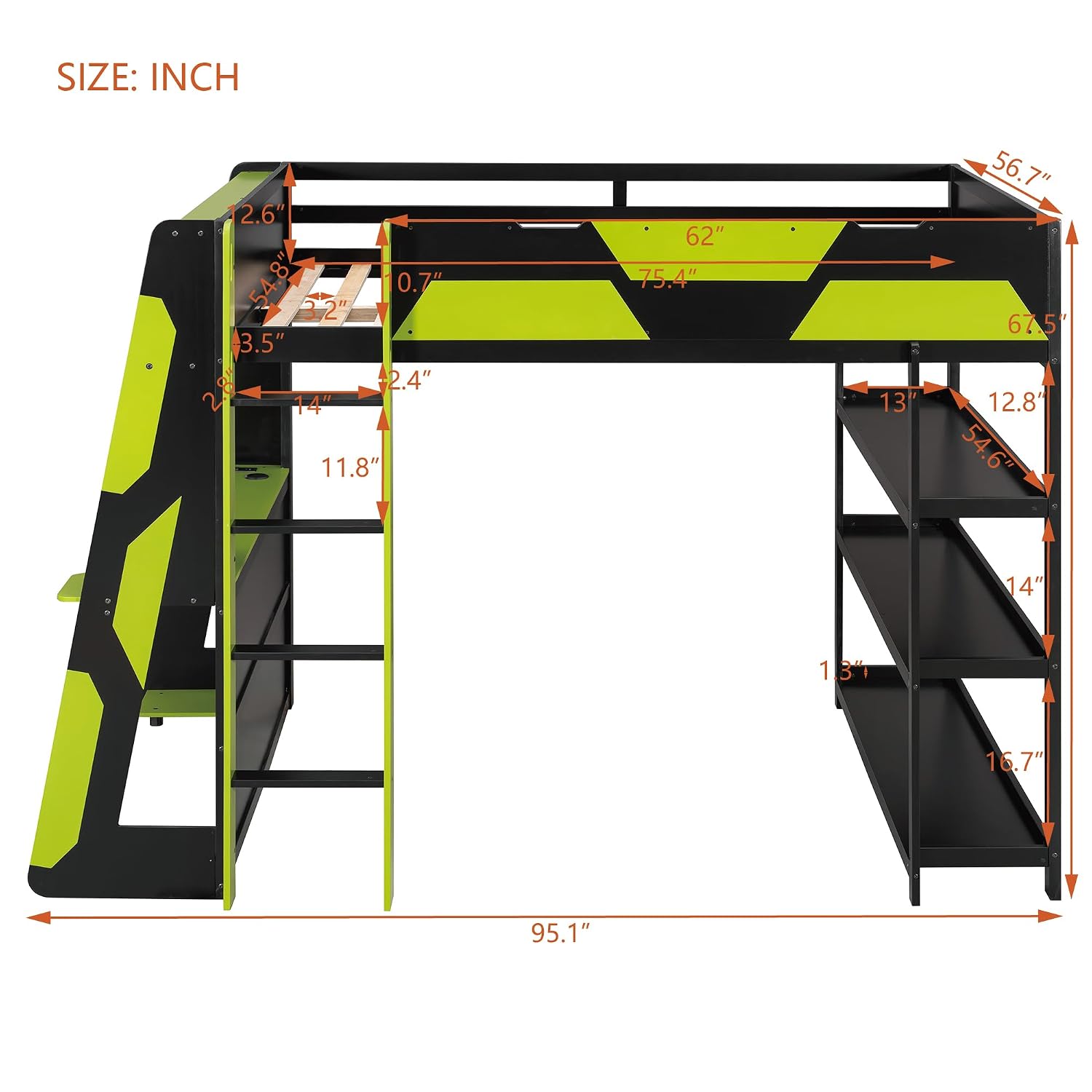 Full Size Gaming Loft Bed with - огляд і ціна Gaming Desk With Hutch