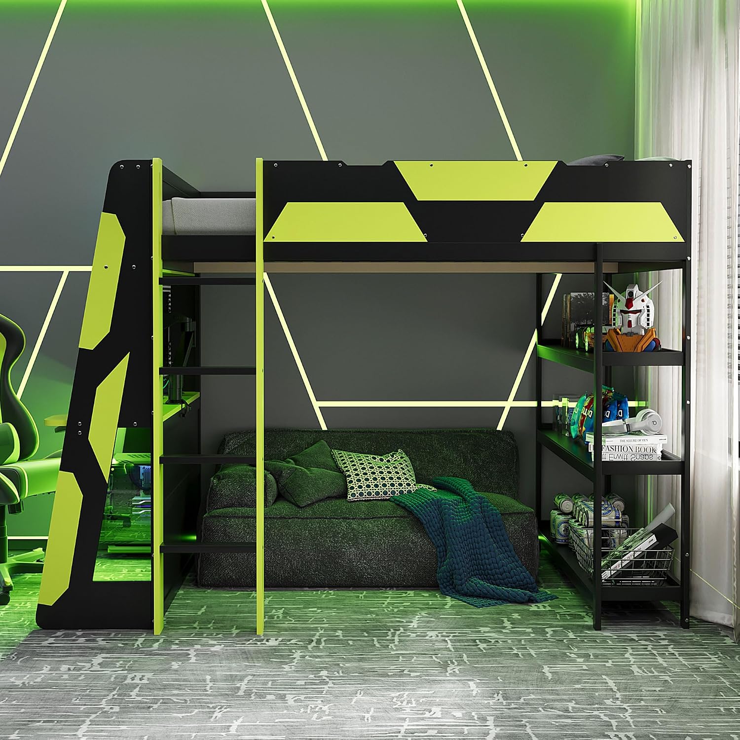 Full Size Gaming Loft Bed with - огляд і ціна Gaming Desk With Hutch