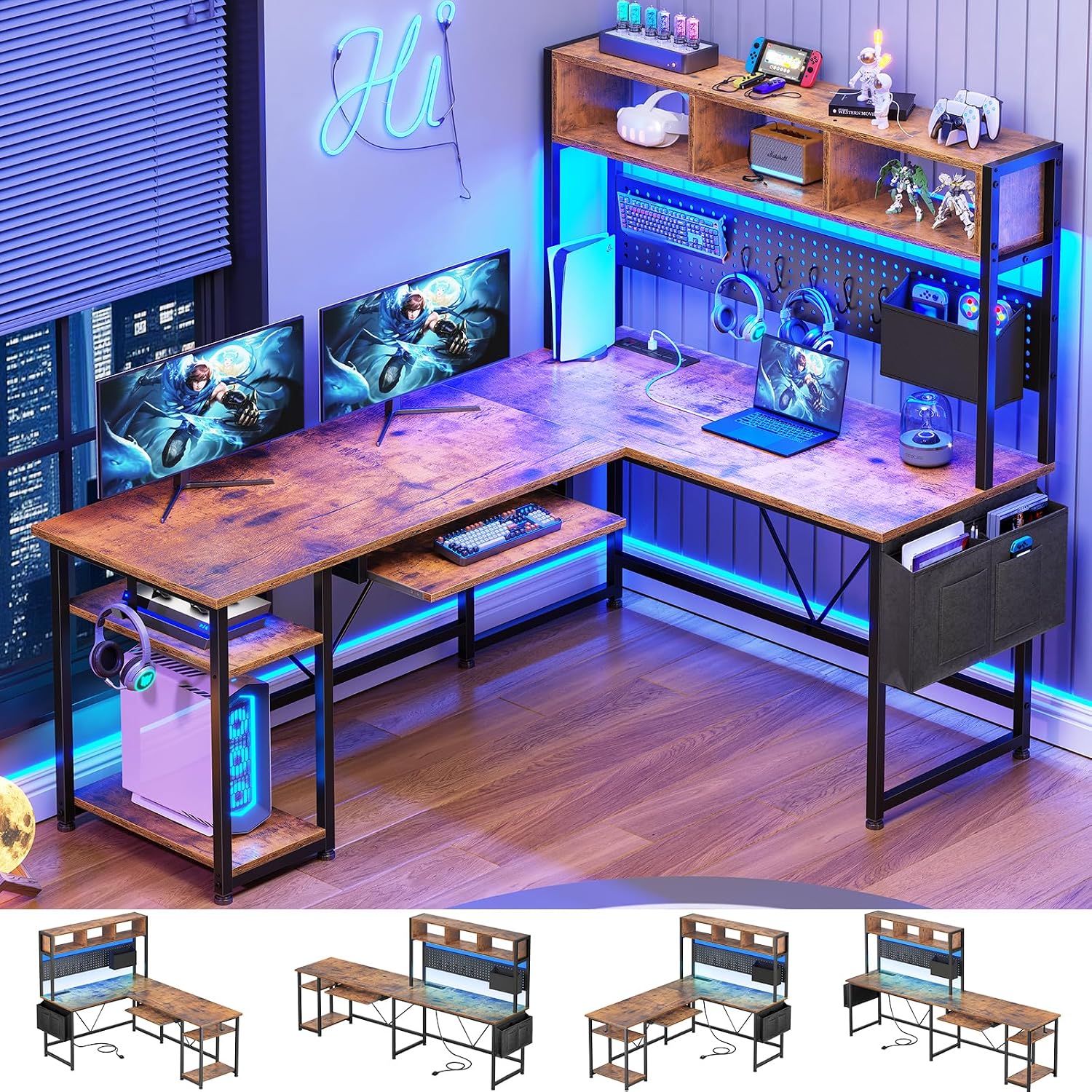 L Shaped Gaming Desk with Hutc - огляд і ціна Gaming Desk With Hutch