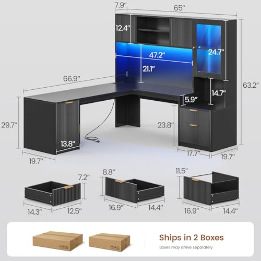 RGB LED corner computer desk f - огляд і ціна Gaming Desk With Hutch
