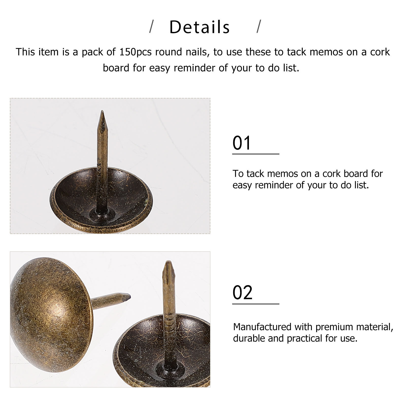 150Pcs Large Headed Brass Nail - огляд і ціна Office Furniture List