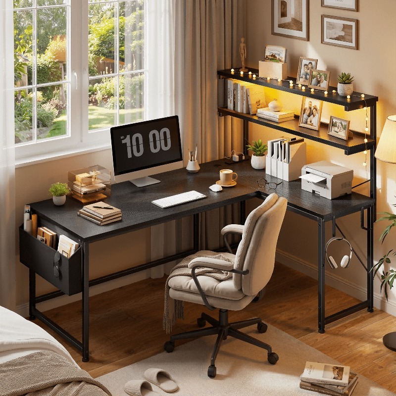 Black L Shaped Computer Desk W - огляд і ціна Office Furniture For Small Spaces