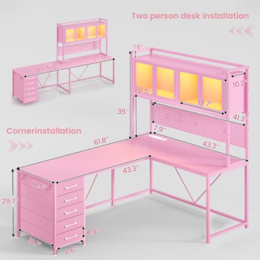 L Shaped Gaming Corner Desk wi - огляд і ціна Gaming Desk With Hutch