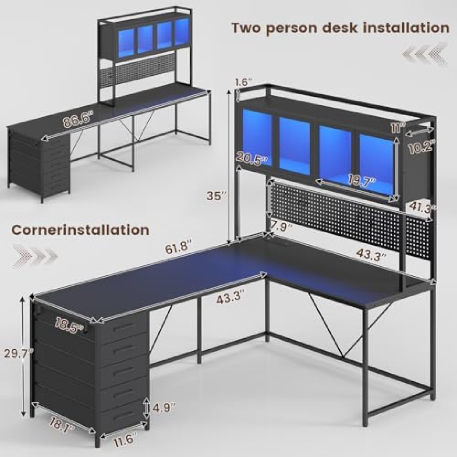 L Shaped Gaming Corner Desk wi - огляд і ціна Gaming Desk With Hutch