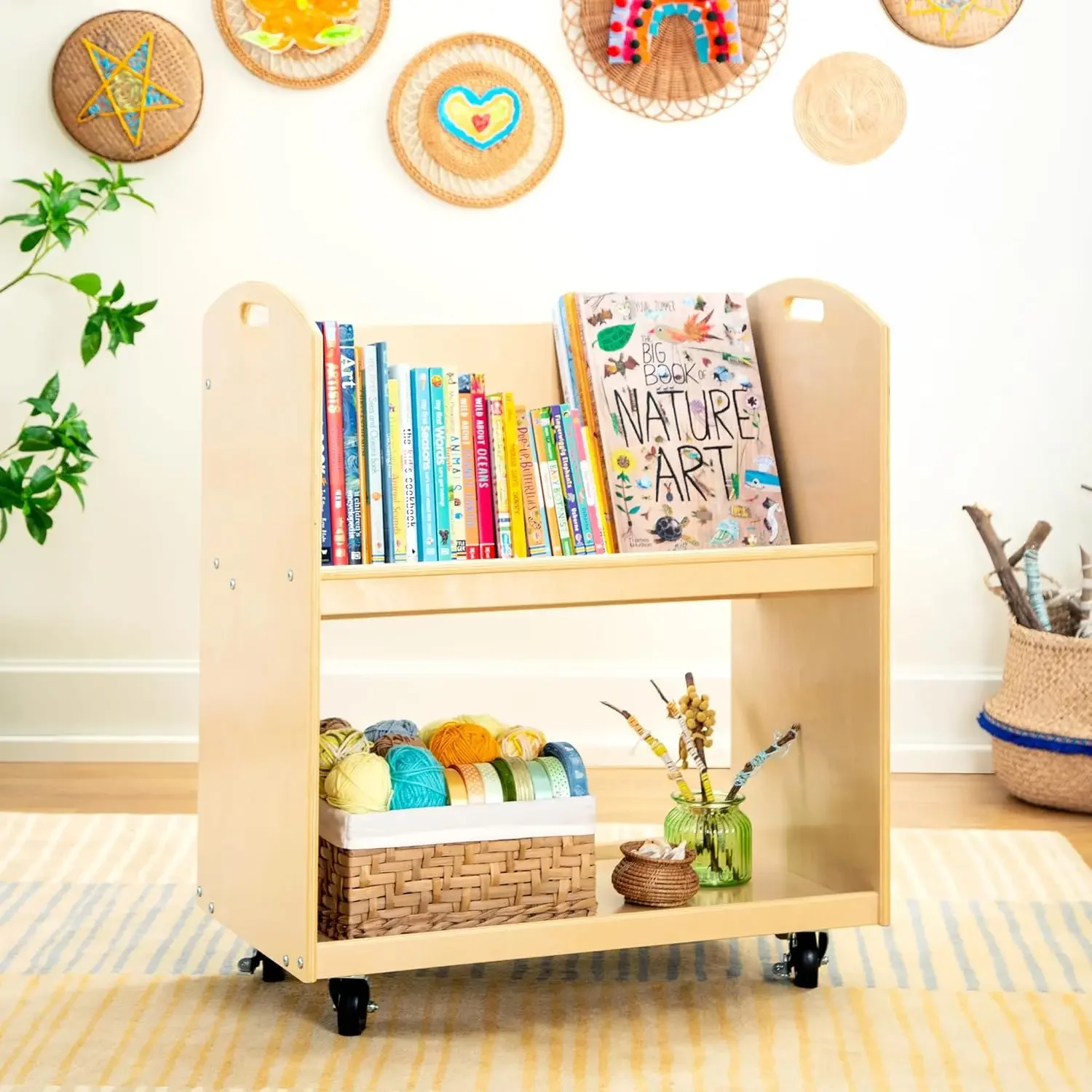 Kids Book Storage Cart - Natur - огляд і ціна Book Cart Rolling